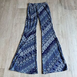 Blue and White Soft bell bottom pants